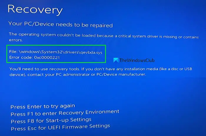 The operating system cannot be booted because of system driver errors - 37