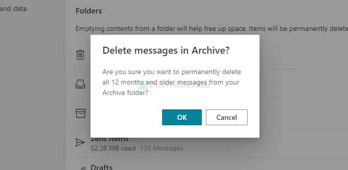 How to selectively delete emails from specific folders on Outlook.com