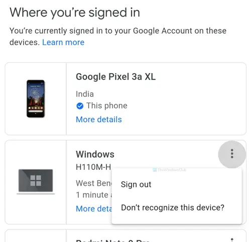 How to sign out of one Google account when using multiple accounts
