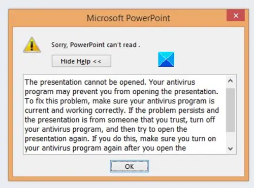 Sorry PowerPoint Can't Read