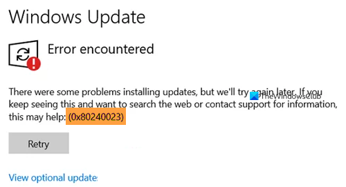 Fix 0x80240023 Windows Update Error