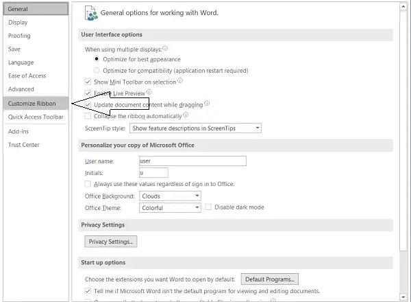 Reset Ribbon Customizations in Office to default