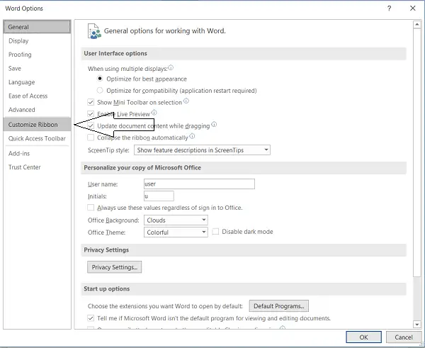 Reset Ribbon Customizations in Office to default