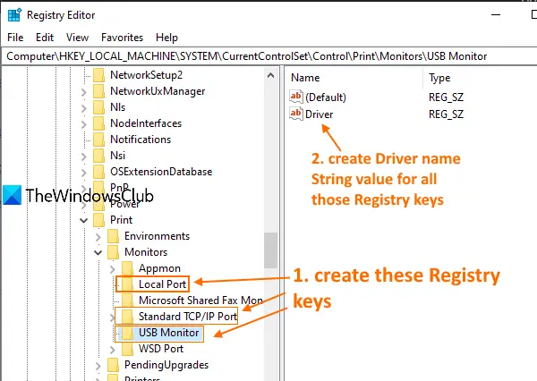 Add standard print monitor keys and their values