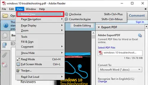 Adobe Rotate Option