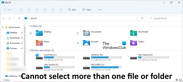 Cannot select more than one file or folder in Windows 11 10 - 69