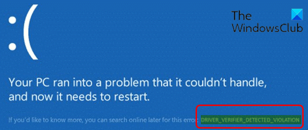 DRIVER_VERIFIER_DETECTED_VIOLATION Blue Screen error