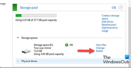 Delete a Storage Space from Storage Pool via Control Panel