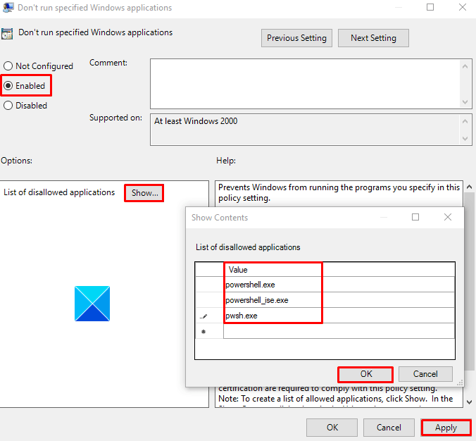 Disable PowerShell on Windows 10