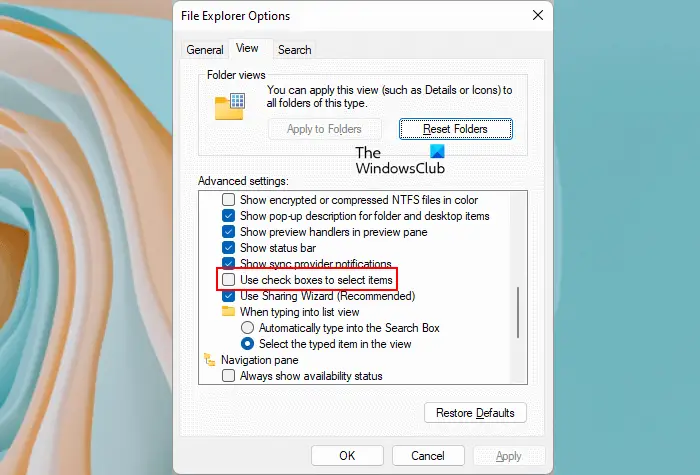 Disable checkboxes in File Explorer