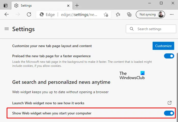 Enable or Disable Web Widget of Microsoft Edge in Windows 10