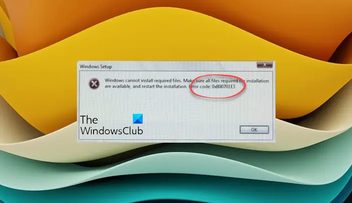 Fix Error Code 0x800701E3 on Windows 1110 during Windows Setup