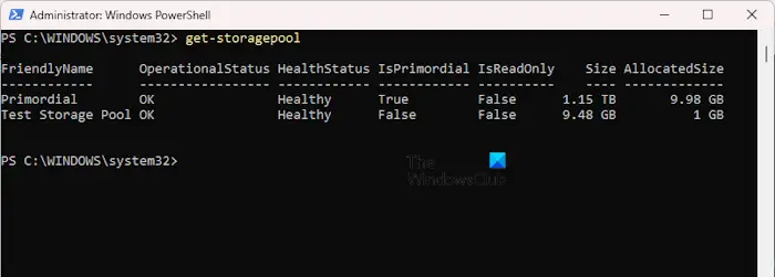 Get StoragePool Windows PowerShell