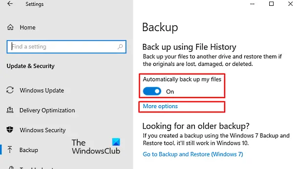 How to Create automatic file backup using File History