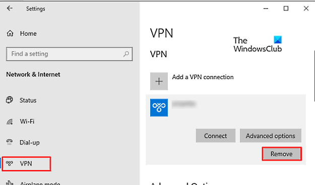 Remove VPN connection