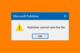 Microsoft Publisher cannot save the file