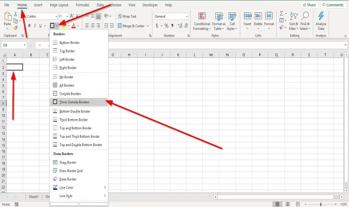 How to add or remove Borders to Cells in Microsoft Excel