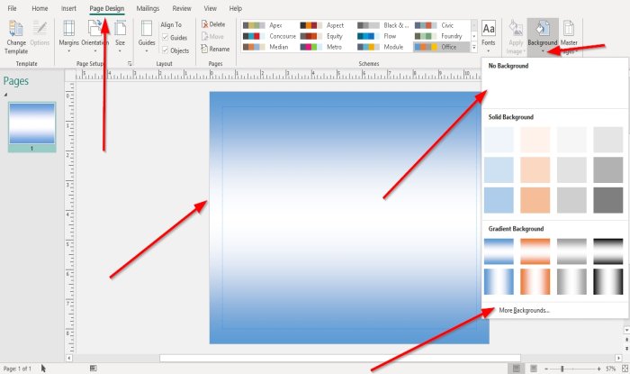 How to add Background in Publisher