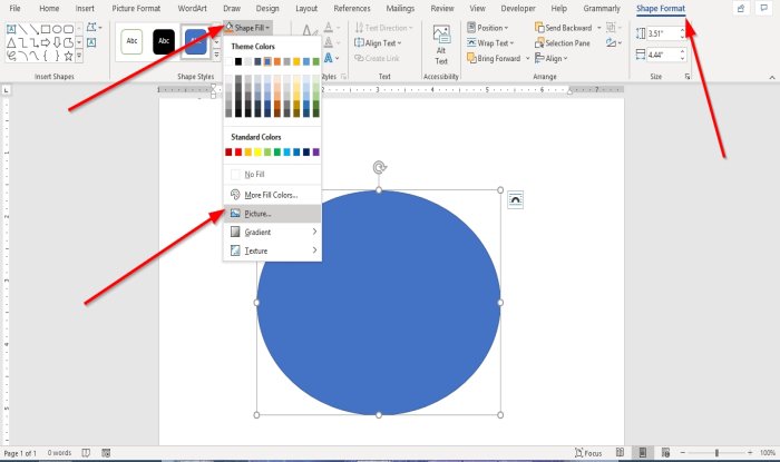 How to insert a Picture into a Shape in Microsoft Word