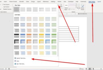 Format Word Tables using Table Styles or Quick Tables