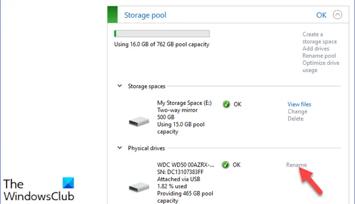 Rename Physical Drive in Storage Pool for Storage Spaces