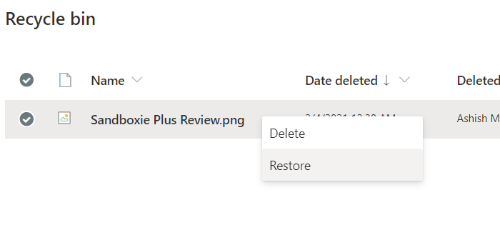 Restore Deleted Files Recycle bin