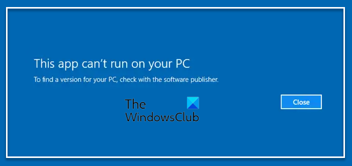 This app can't run on your PC