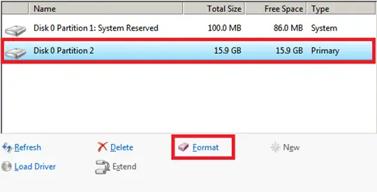 Windows Installation Format Partition