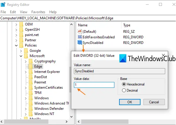 add 1 in value data field and press ok