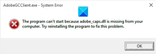 Adobe GCE Client EXE Error