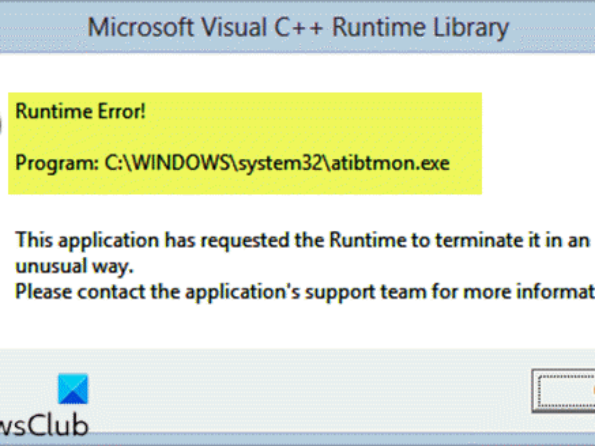 Runtime library error