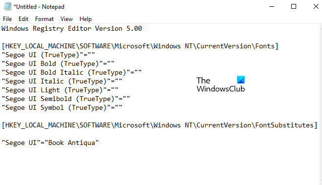 change default system font on Windows 10 with Registry