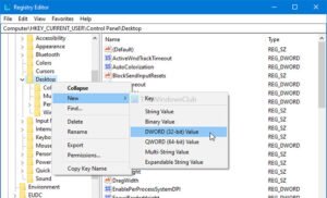 Change mouse ClickLock time using Registry Editor in Windows 11