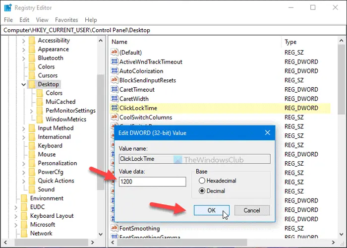 Master Click Lock Mouse Settings in Windows 10 