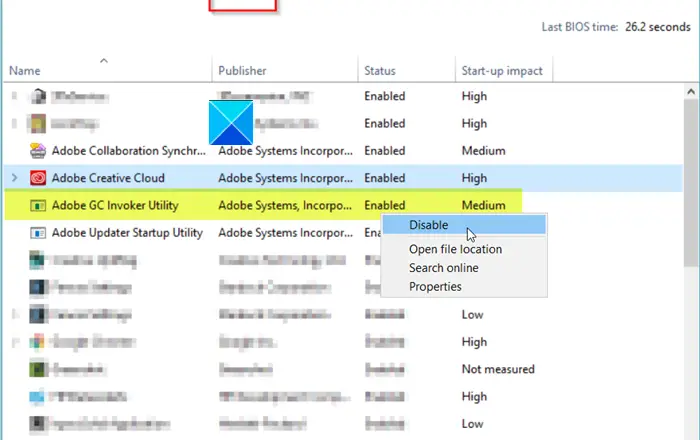 Disable Adobe GC Invoker Utility