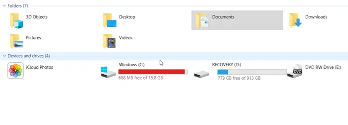 Disk Space not avaialble