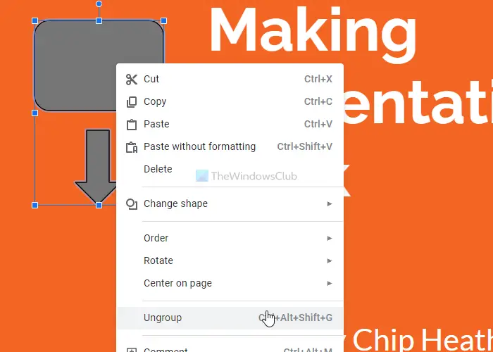 group or ungroup objects in PowerPoint Online and Google Slides