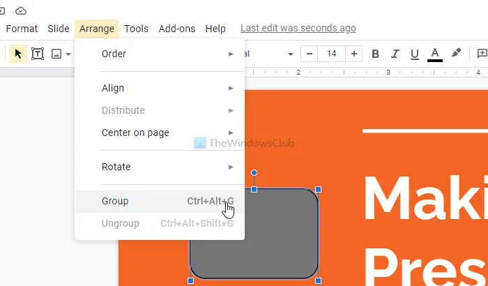 How to group or ungroup objects in Google Slides