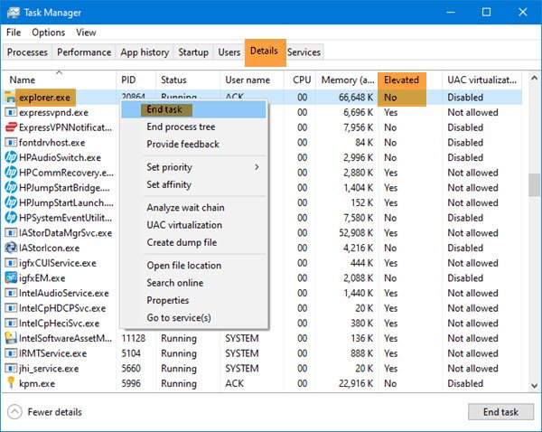 open File Explorer as admin in elevated mode