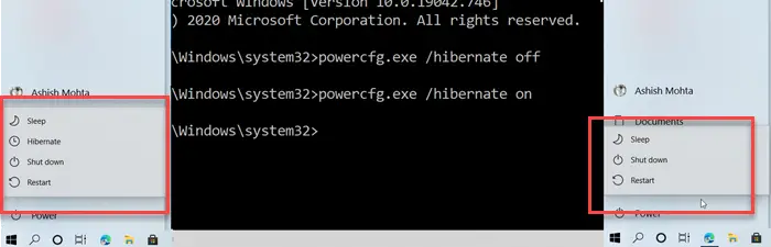 powercfg enable disable hibernate