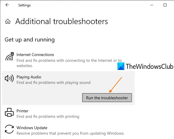 Playing Audio Troubleshooter-10