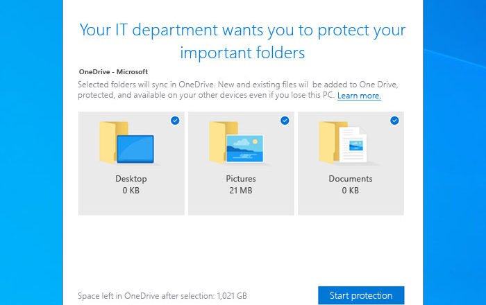 Show notification to users to move Windows known folders to OneDrive