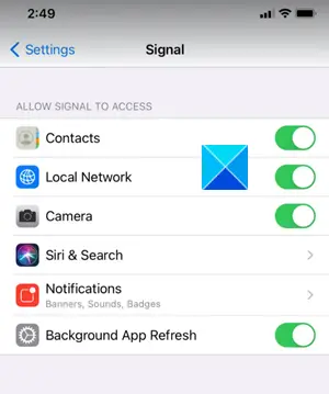 Signal App Background Refresh