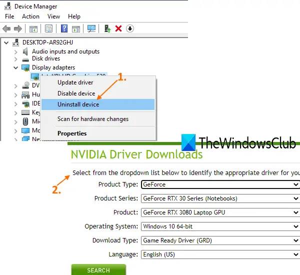 uninstall the driver and install the latest NVIDIA driver