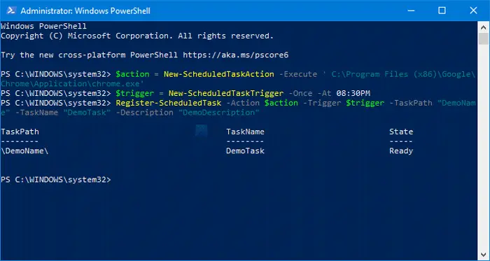 How to use PowerShell to create a scheduled task on Windows 10