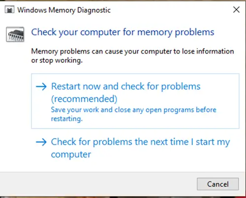 Run Windows Memory Diagnostics