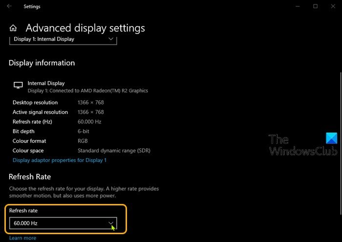 144hz option not showing in Windows 10 Display options-AMD graphics card