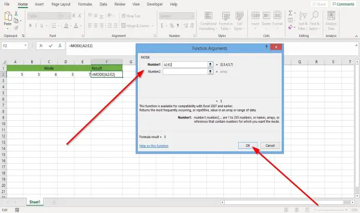 How to use the Mode function in Excel