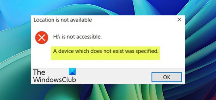 A device which does not exist was specified Disk error