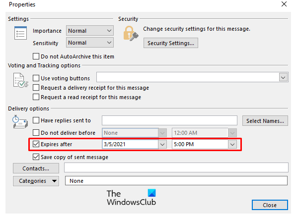 Add expiration Date to Emails in Outlook